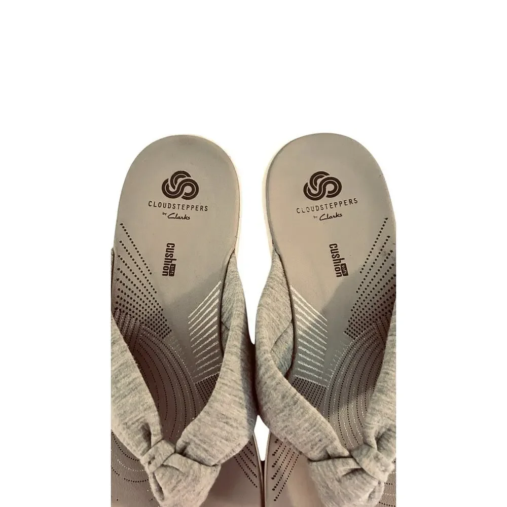 Clark's Cloudsteppers Women’s Flip Flop Thong Gray Sandals Size 8